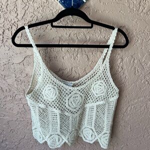 Rachel Zoe White Crochet Tank Top
